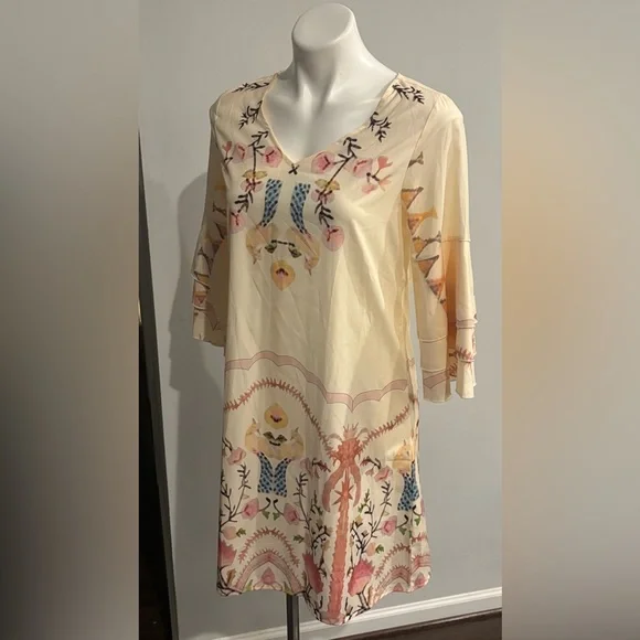 Cider “Made With Love” Boho Chic 3/4 Sleeve Midi Dress NWT PTP 19” - Picture 1 of 9